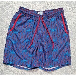 Mr. Swim Youth Size XL Swim Shorts Blue Red Fish Liner Above Knee  Pre-owned